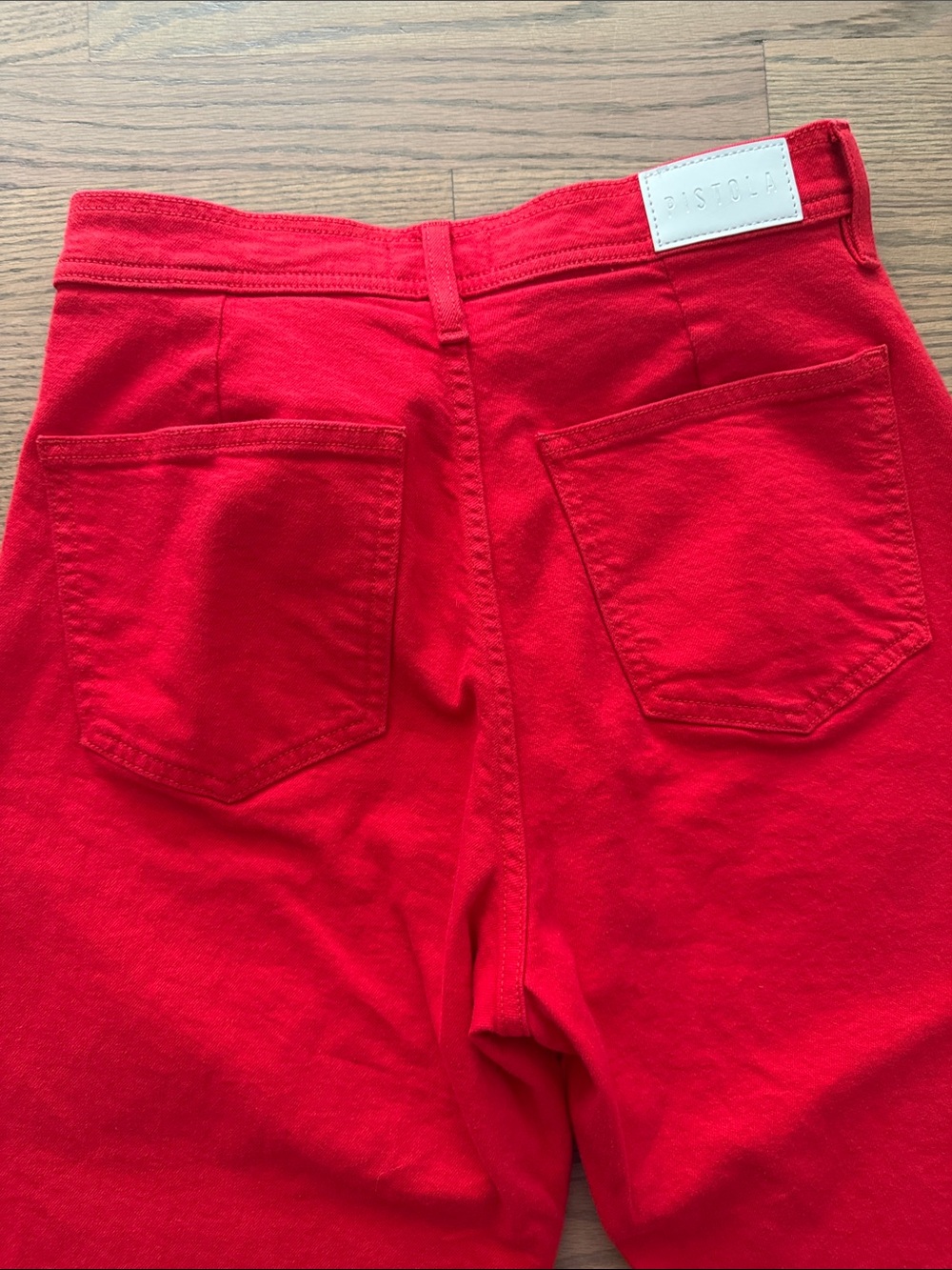pistola Red Wide-Leg Jeans with Raw Frayed Hem - Picture 5 of 5